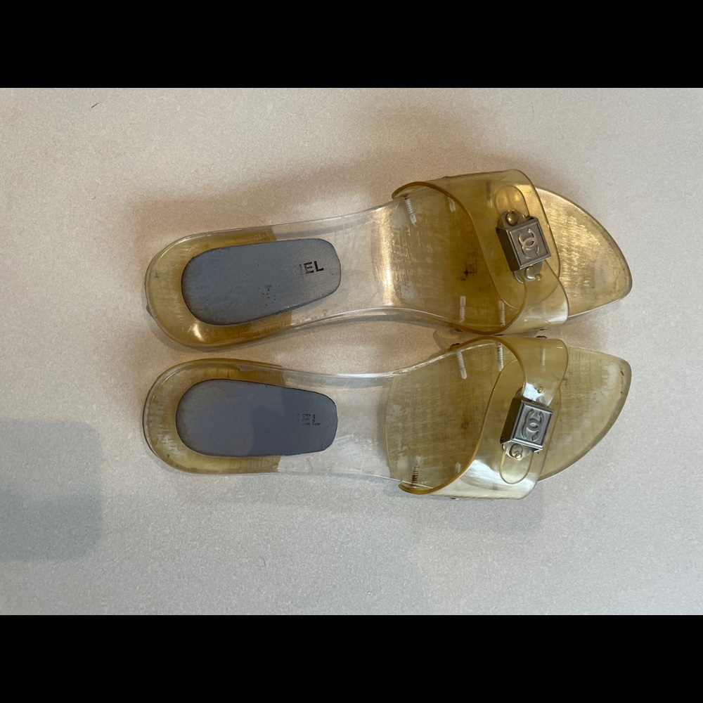 Authentic Vintage  Chanel Slide Sandals - Clear Lucite Dr. Scholl’s Style